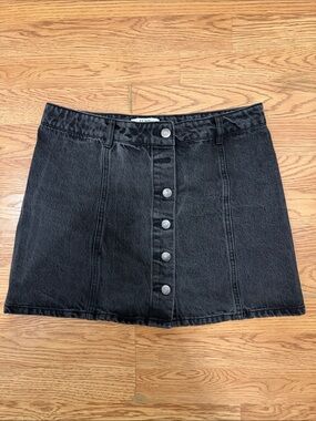 Women's Black Button-Front Denim Skirt Size 27